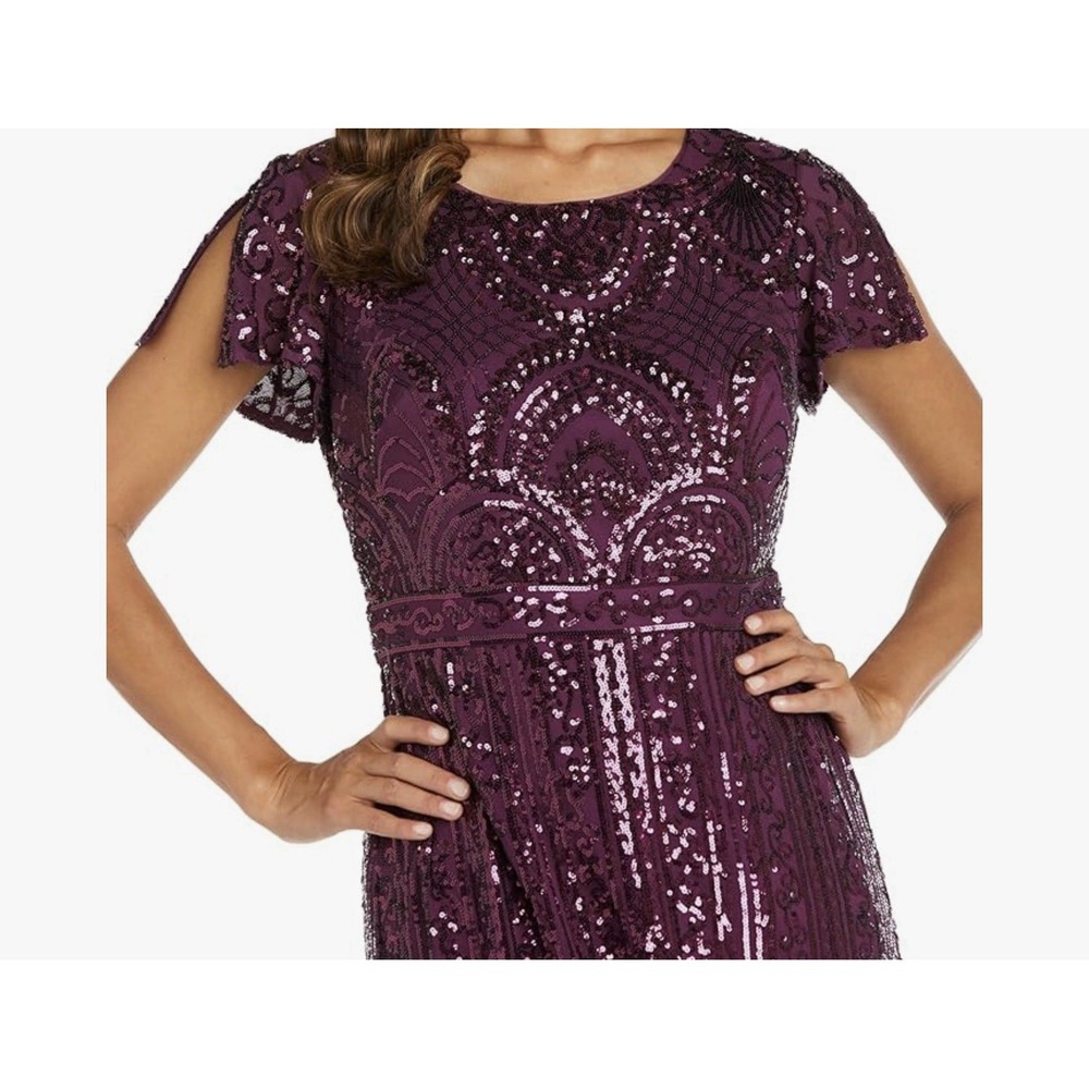 R&M Richards Sequin Lace Flutter Sleeve Formal Go… - image 3